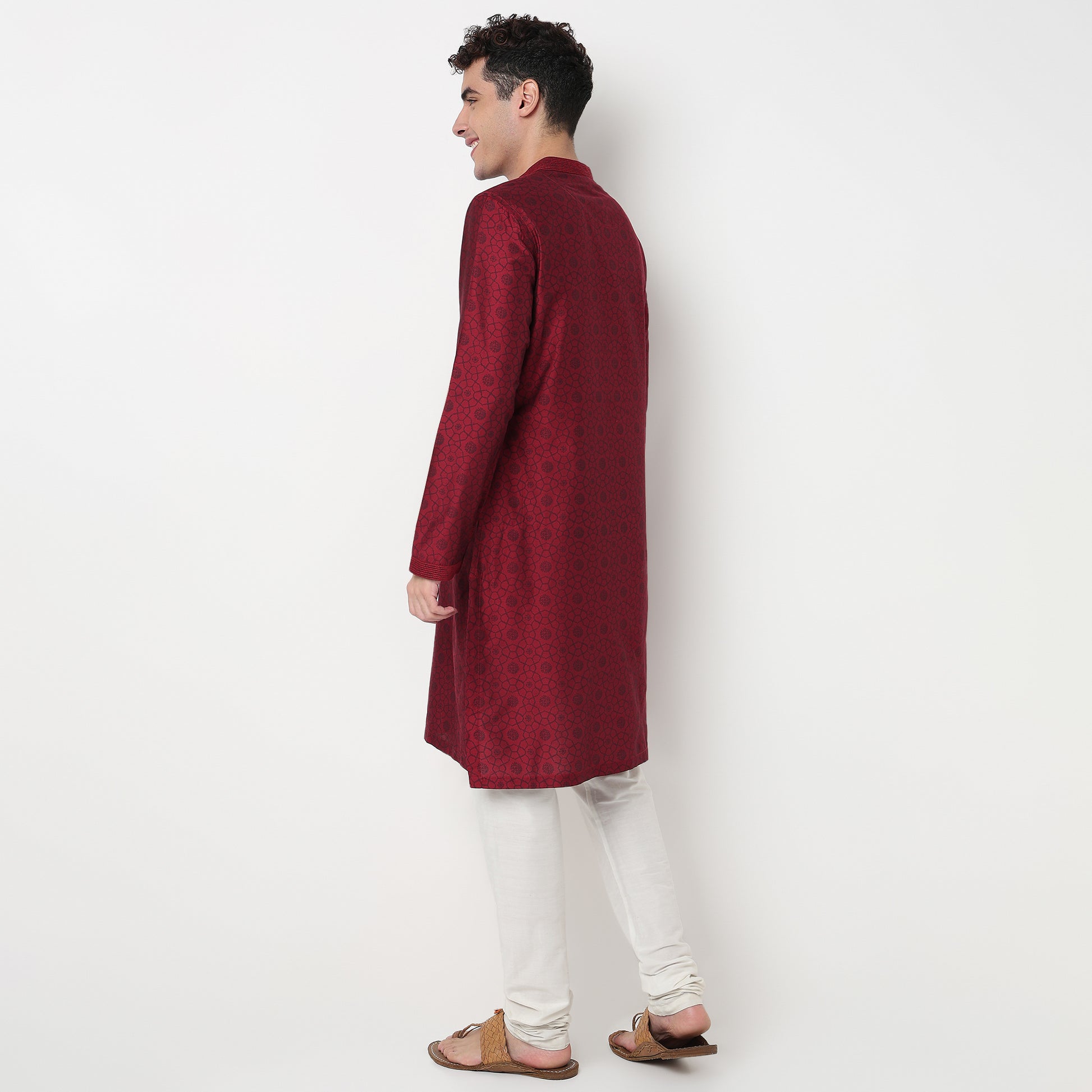 Buy Men Straight Fit Digital Printed Full Sleeve Kurta  - Style Union