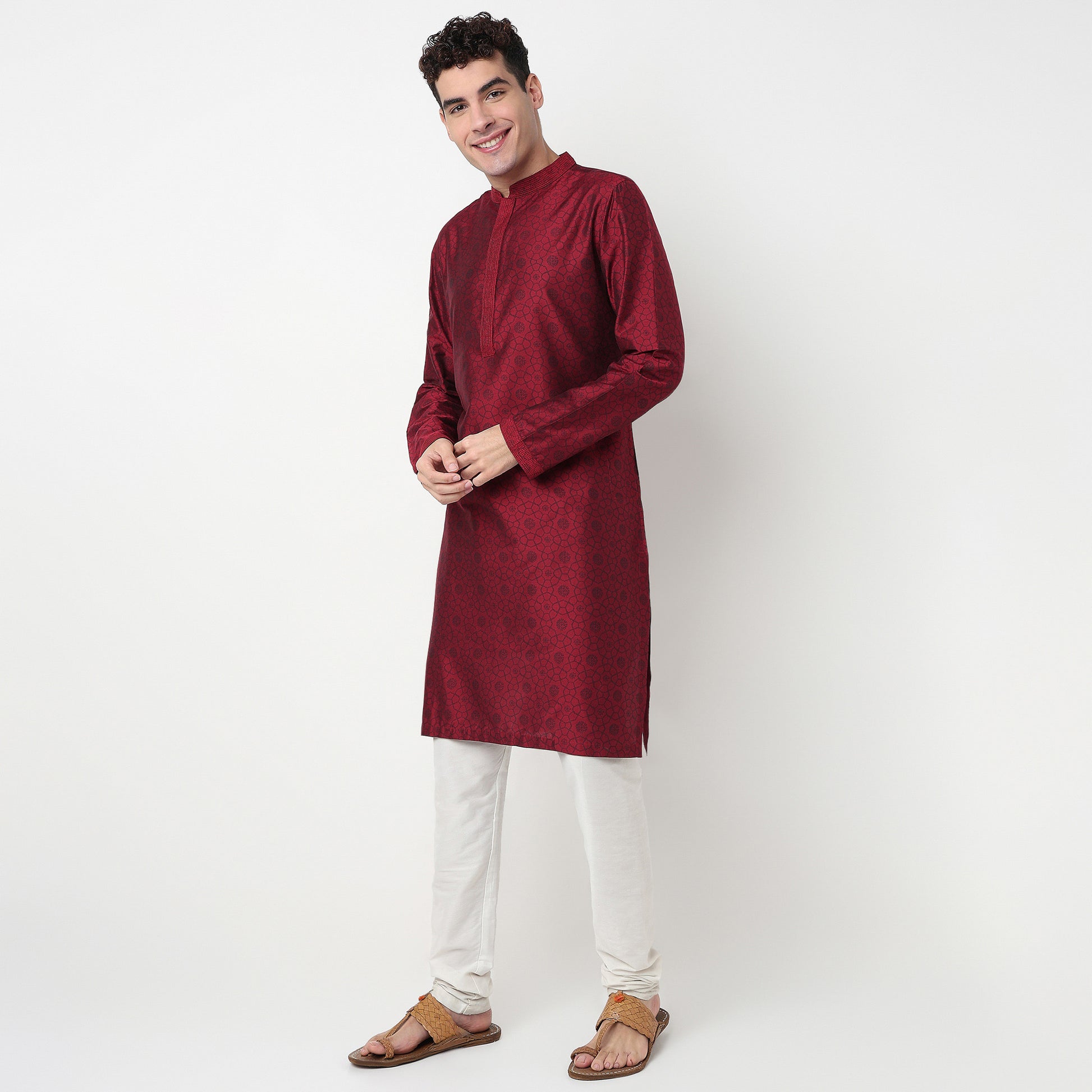 Buy Men Straight Fit Digital Printed Full Sleeve Kurta  - Style Union