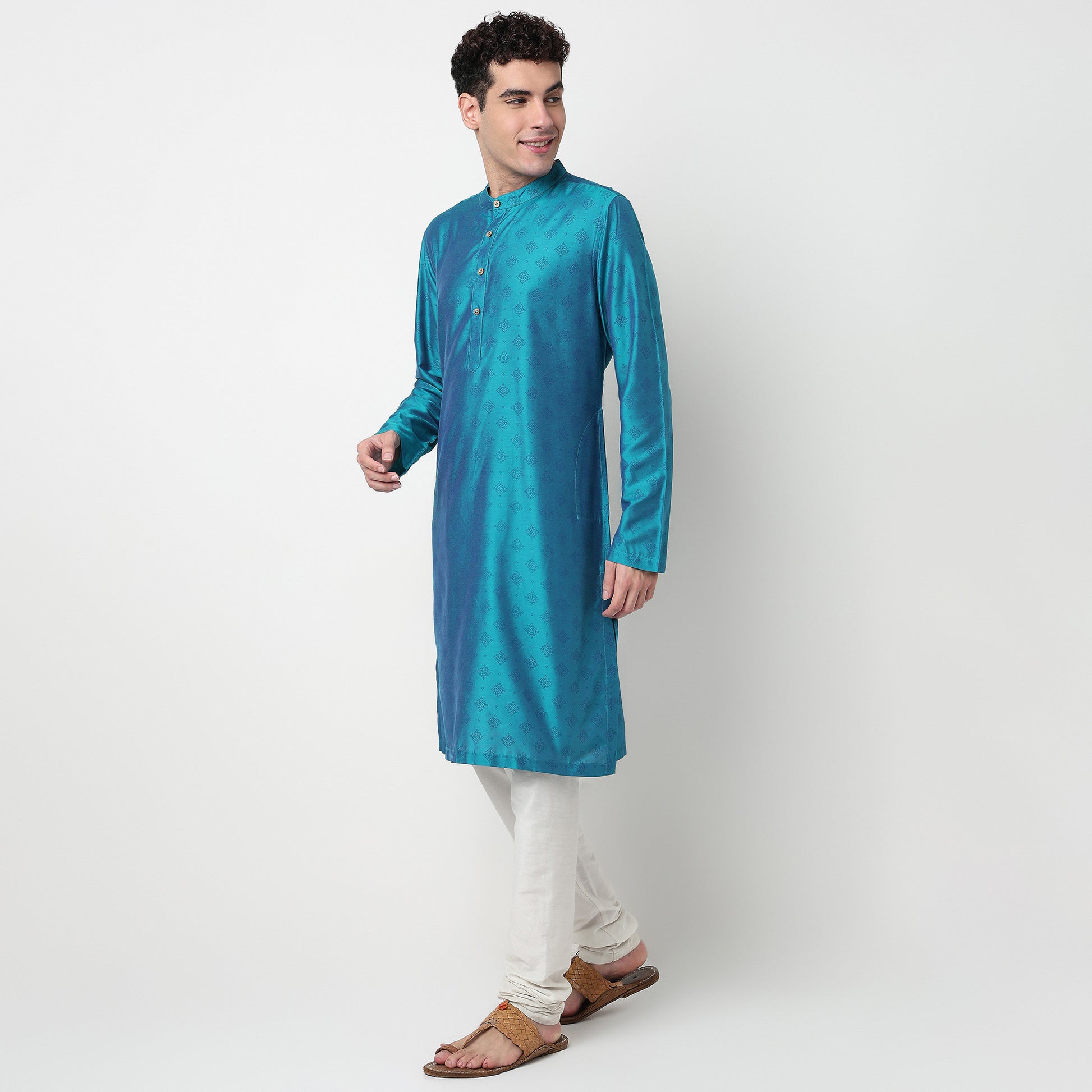 Buy Men Straight Fit Printed Full Sleeve Kurta  - Style Union