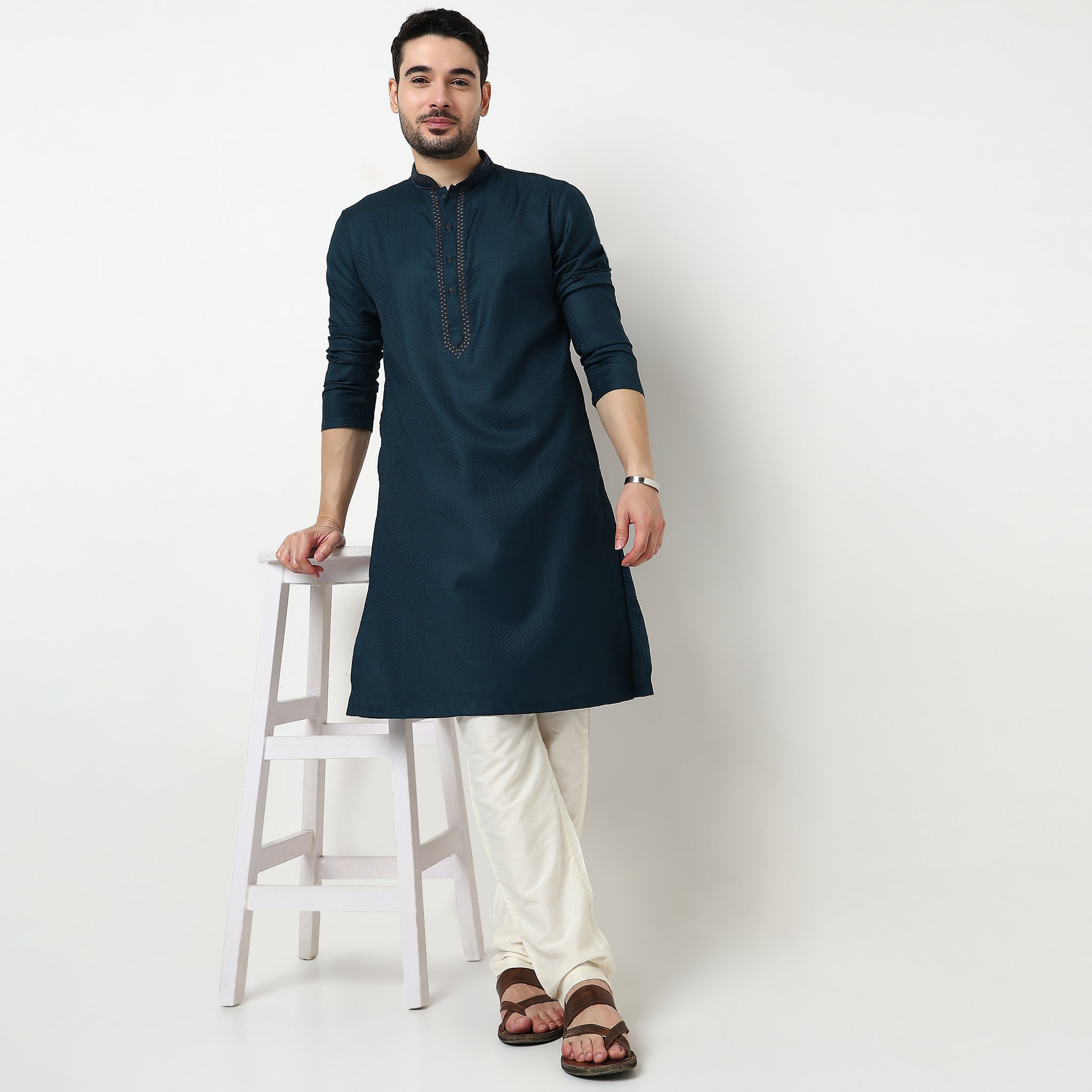 Dobby Jacquard Long Kurta