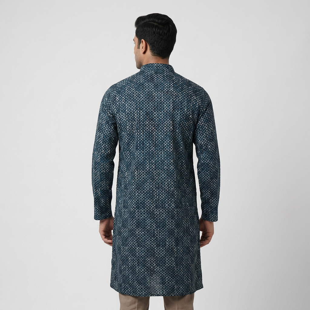Straight Fit Digital Schiffli Kurta