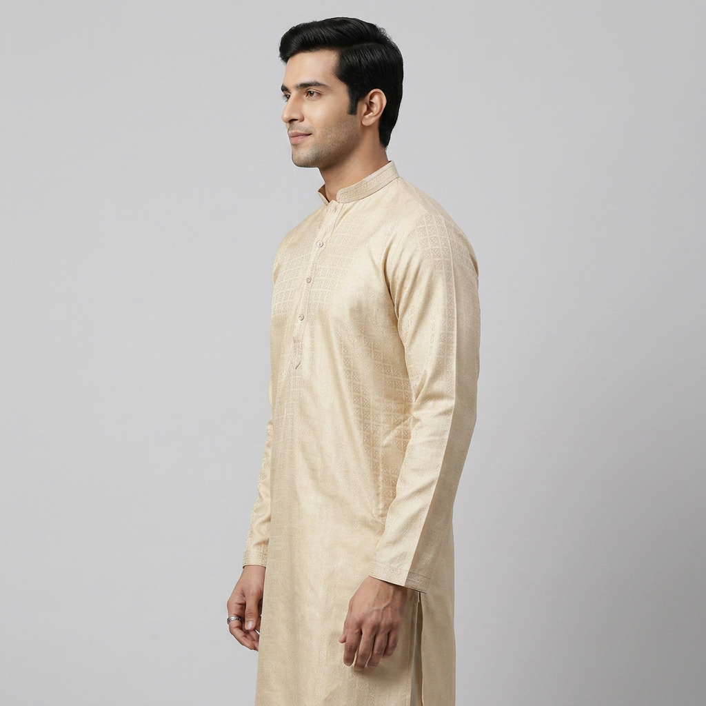 Jacquard Straight Long Kurta