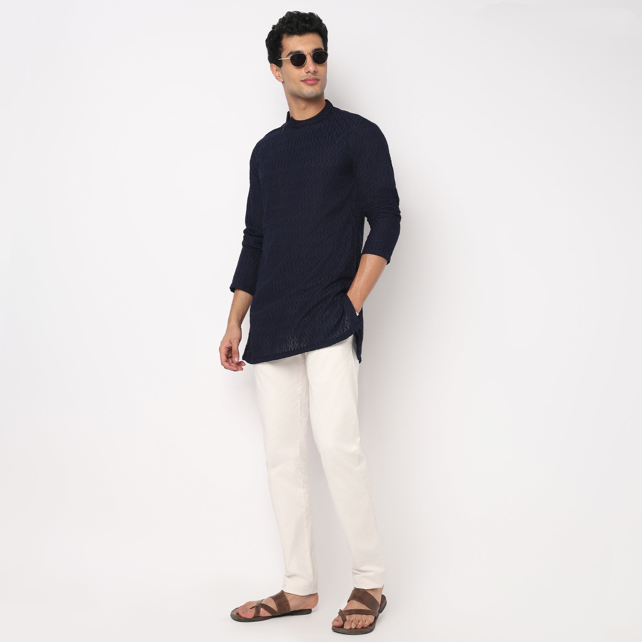 Embroidered Straight Short Kurta