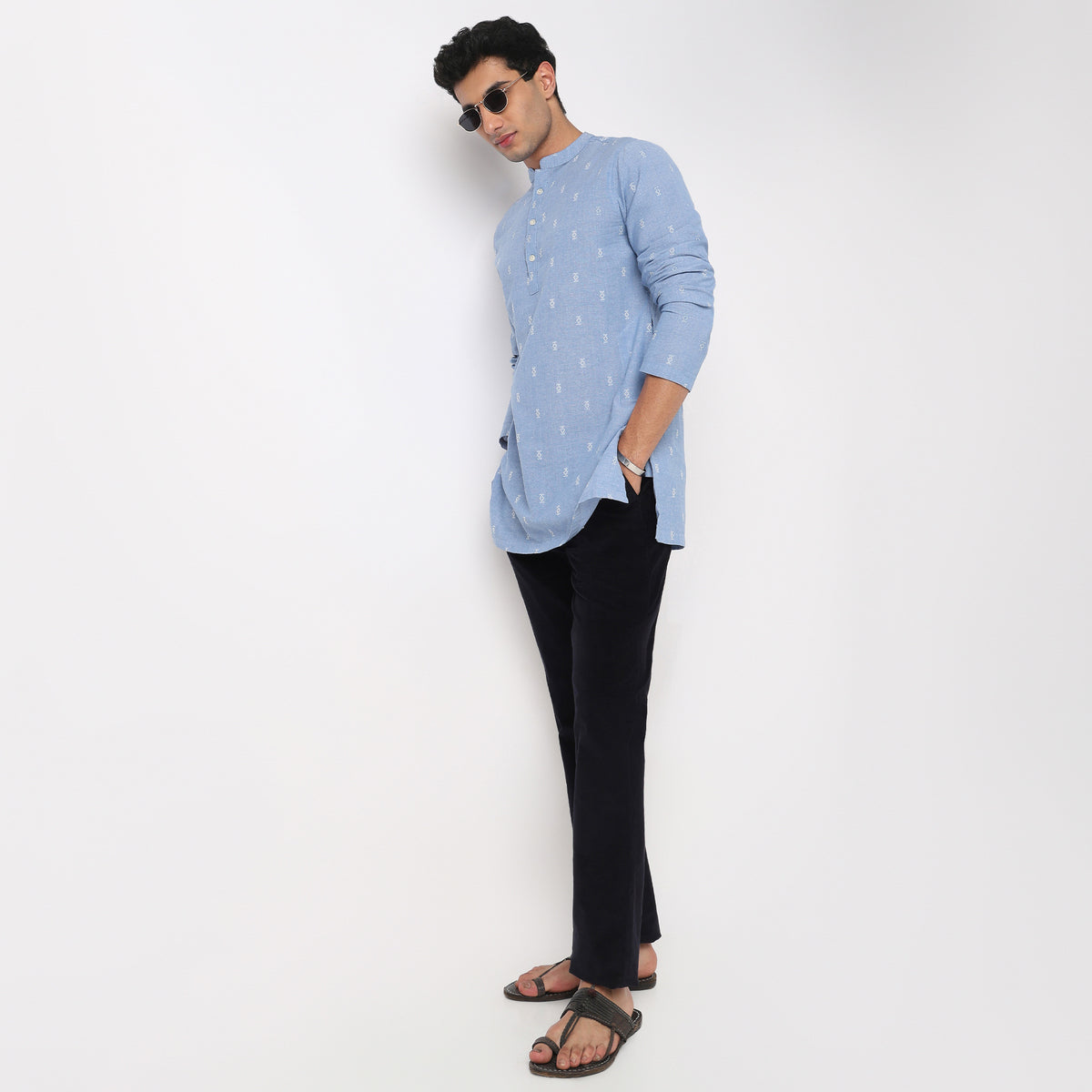 Cotton Jacquard Short Kurta