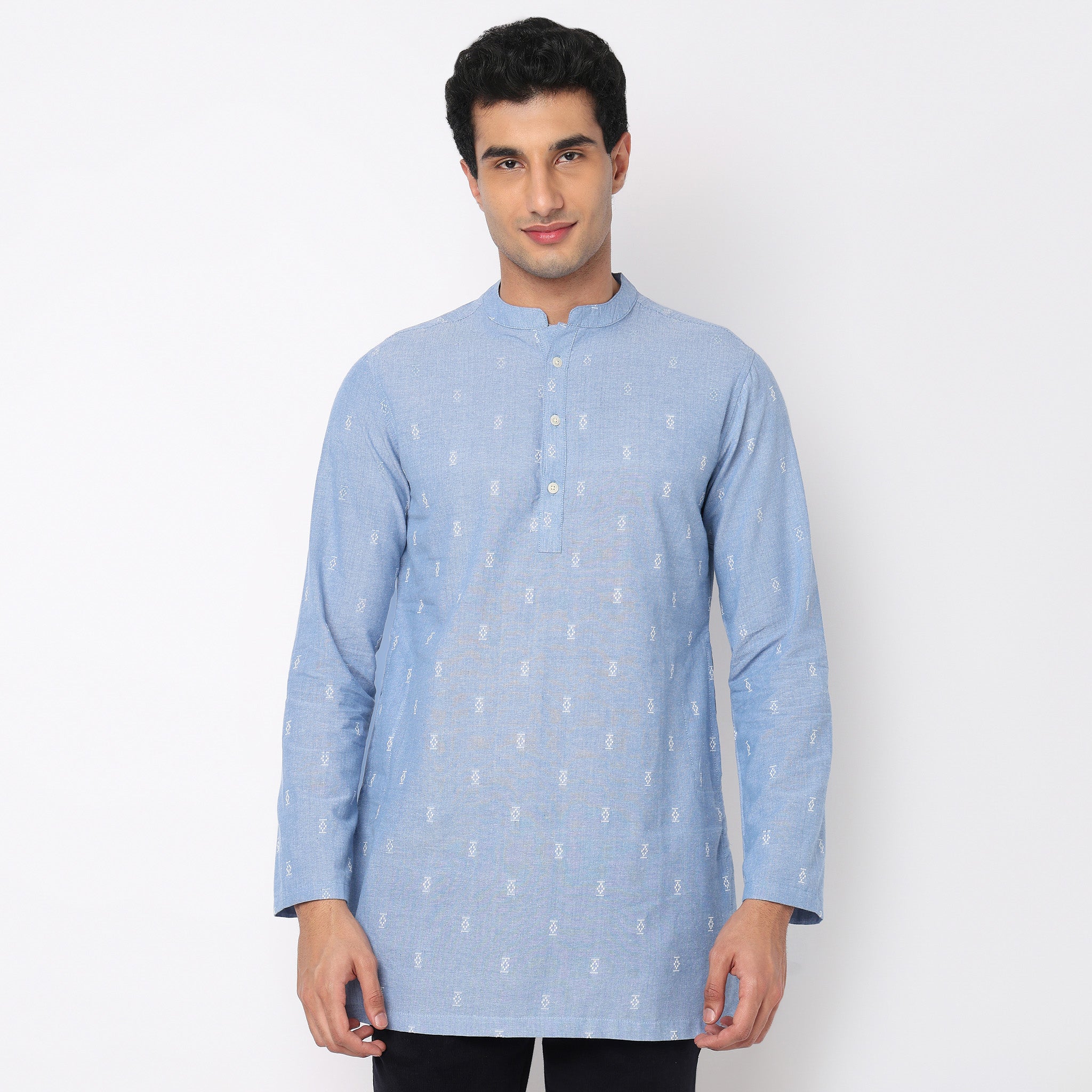 Cotton Jacquard Short Kurta