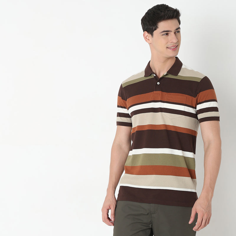 Regular Fit Striped Polo T-Shirt