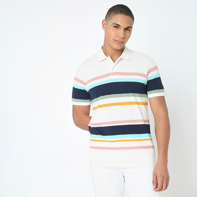 Regular Fit Striped Polo T-Shirt