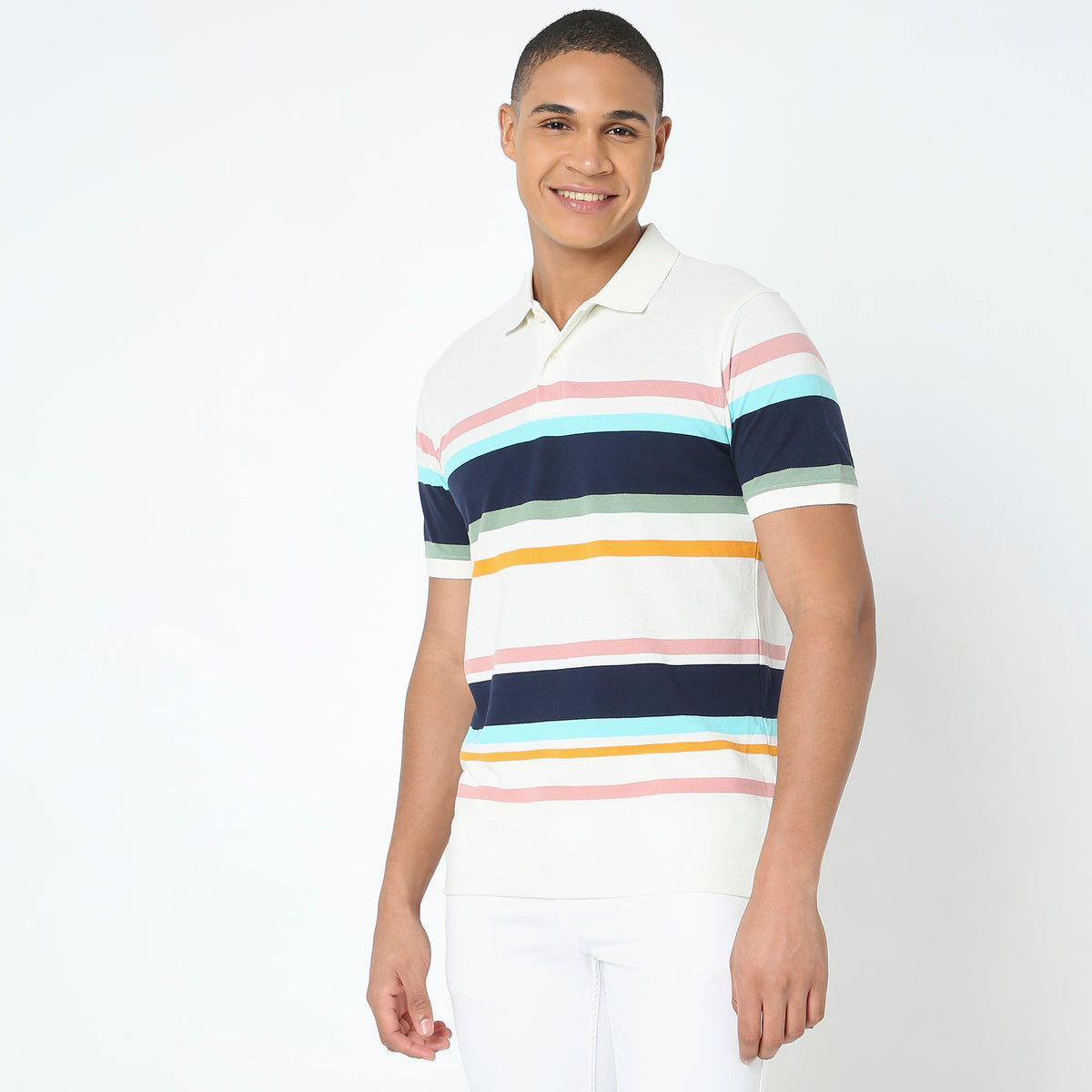 Regular Fit Striped Polo T-Shirt