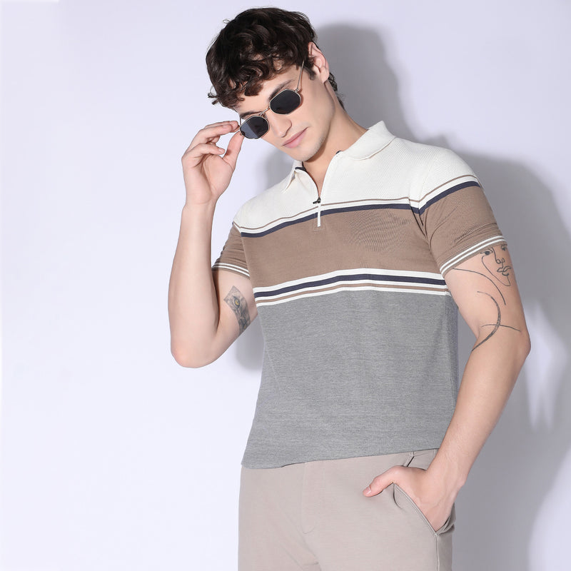 Regular Fit Striped Polo T-Shirt