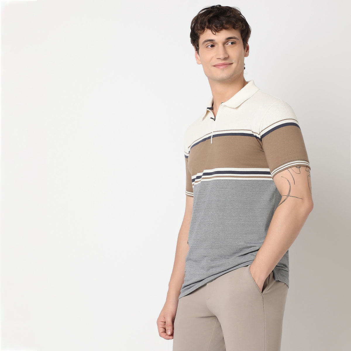 Regular Fit Striped Polo T-Shirt