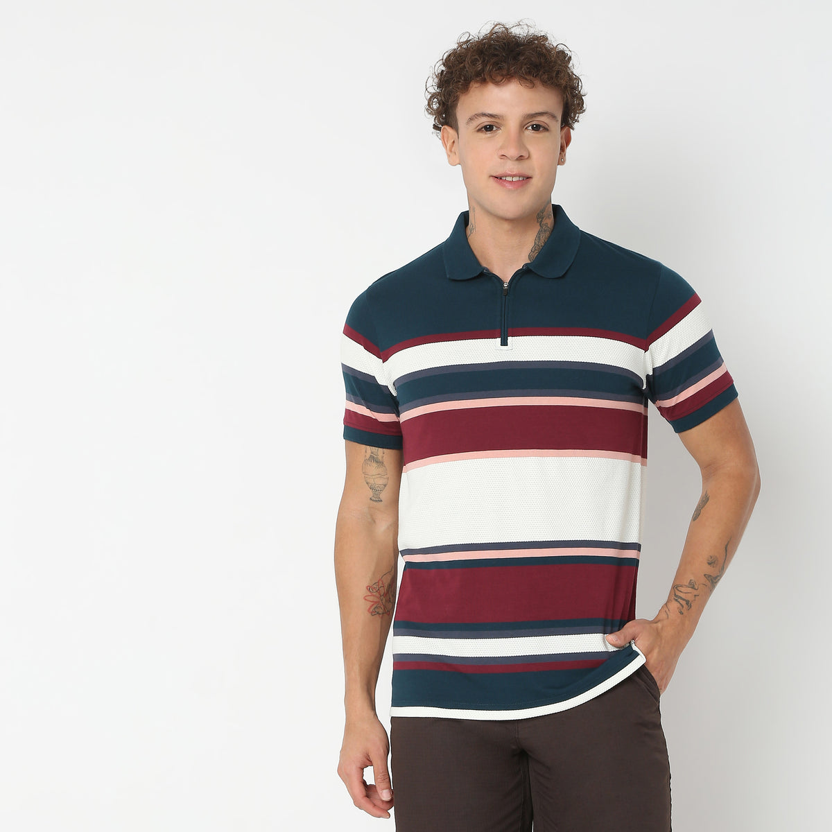 Regular Fit Striped Polo T-Shirt 