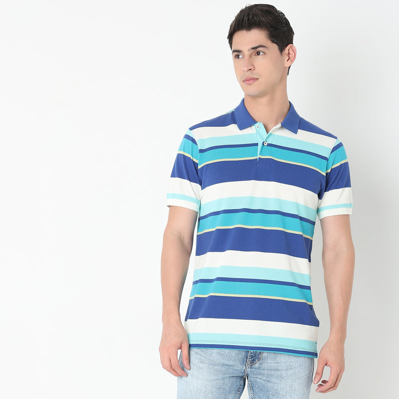 Regular Fit Striped Polo T-Shirt