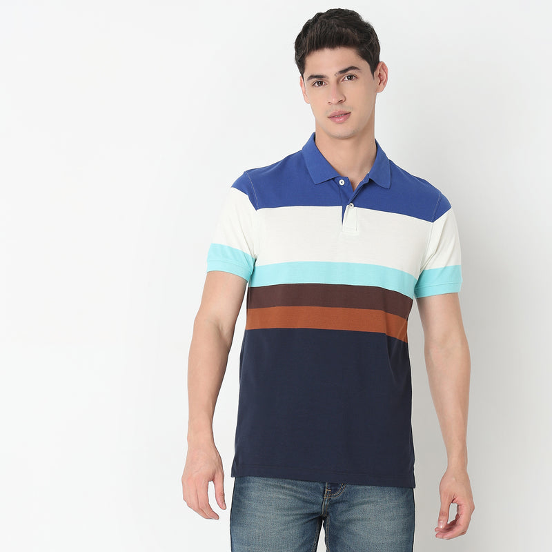 Regular Fit Striped Polo T-Shirt