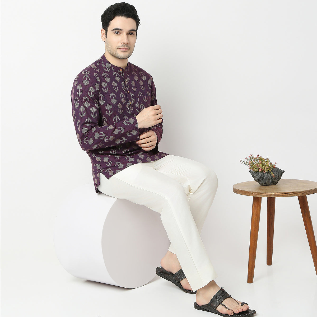 Regular Fit Jacquard Kurta