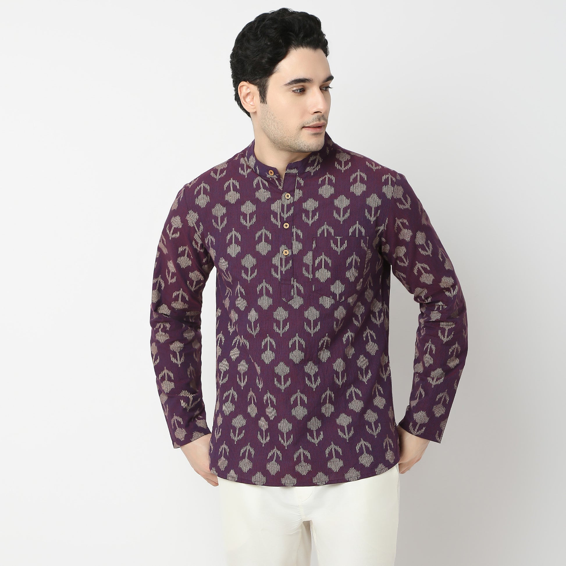 Regular Fit Jacquard Kurta