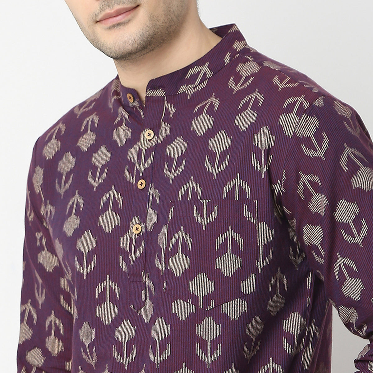 Regular Fit Jacquard Kurta