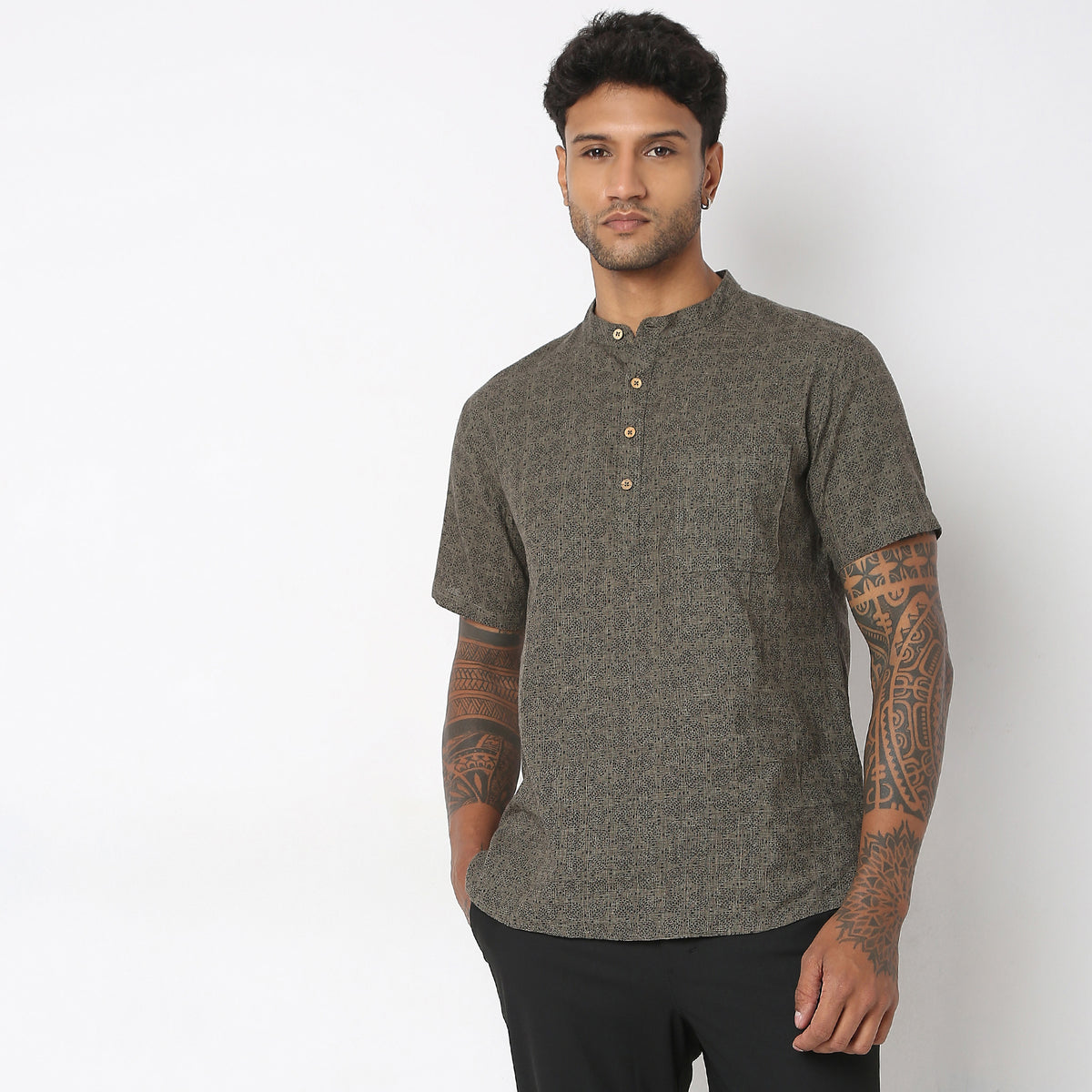 Regular Fit Jacquard Kurta