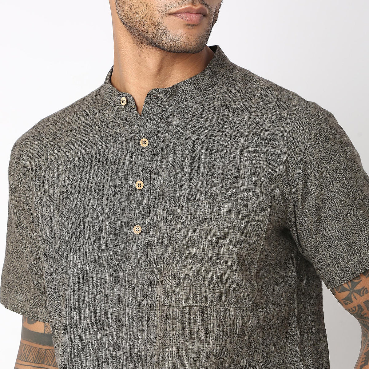 Regular Fit Jacquard Kurta