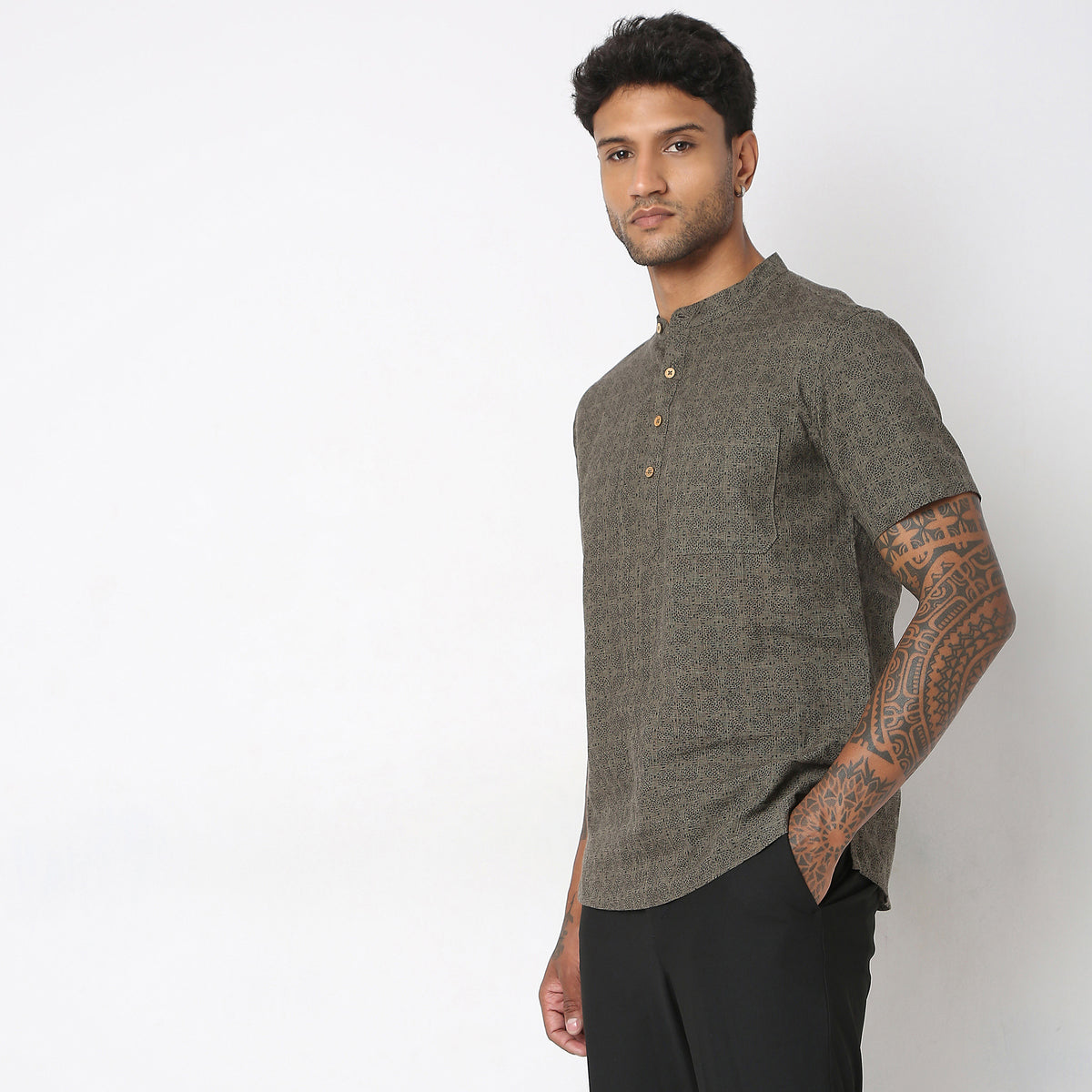 Regular Fit Jacquard Kurta