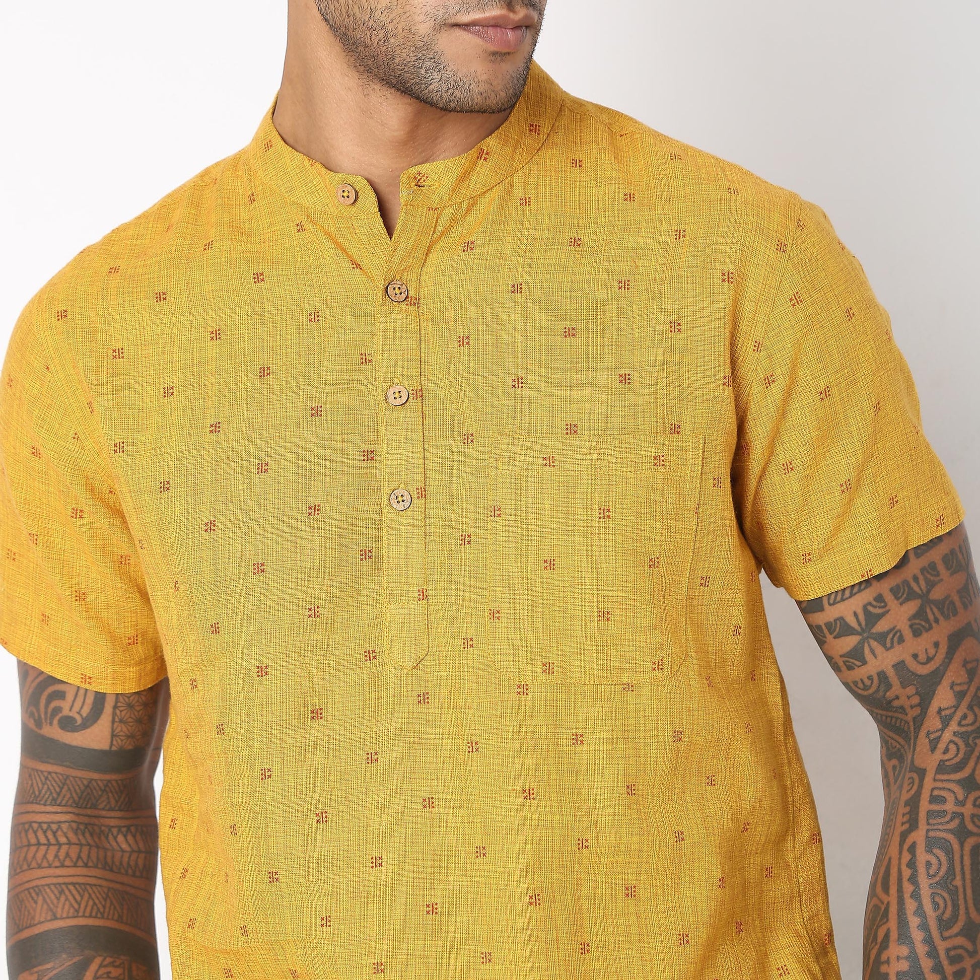 Regular Fit Jacquard Kurta