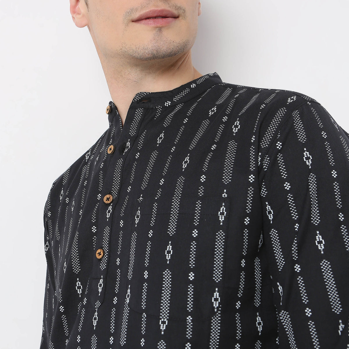 All Over Print Short Length Mandarin Collar Kurta