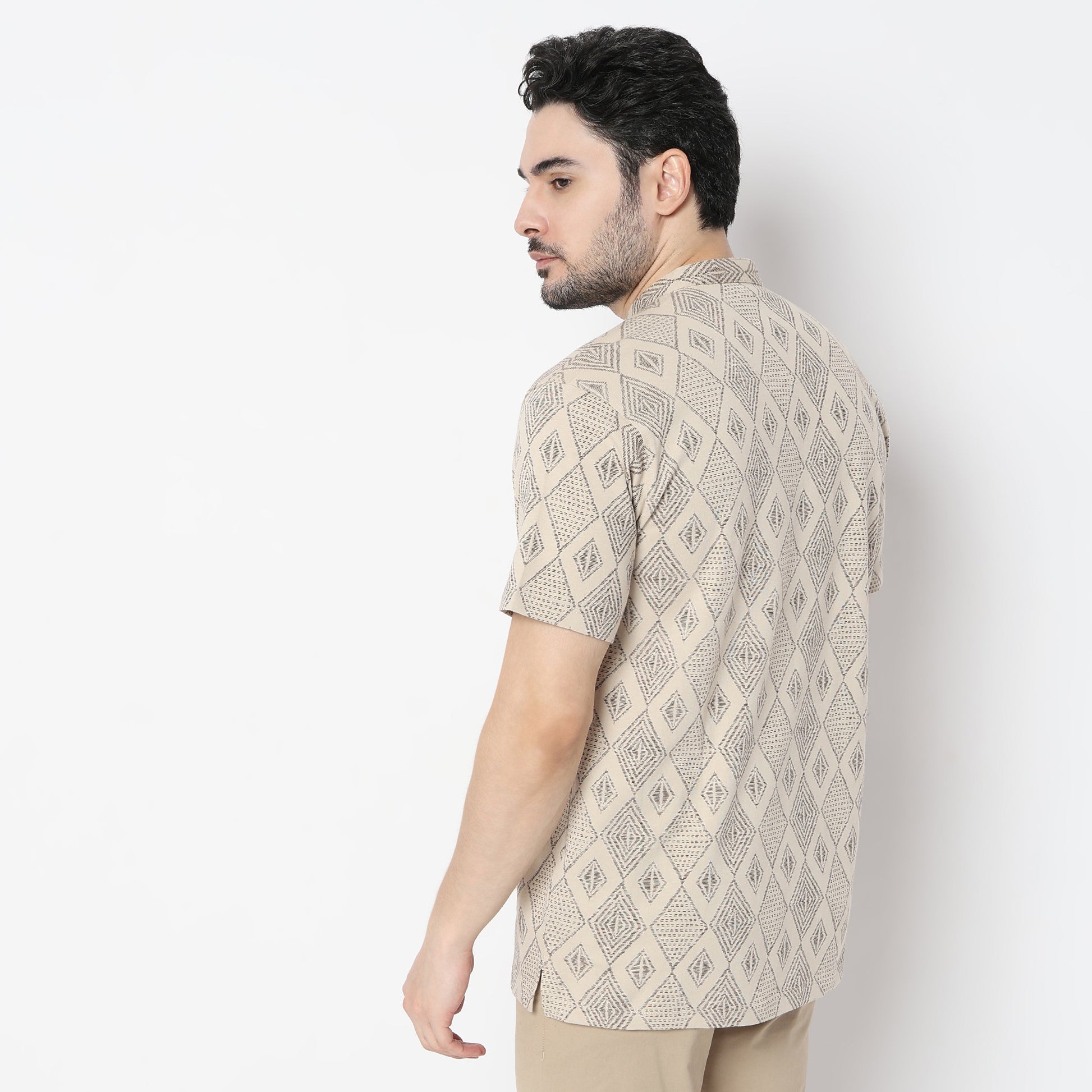 Regular Fit Printed Mandarin Collar Kurta