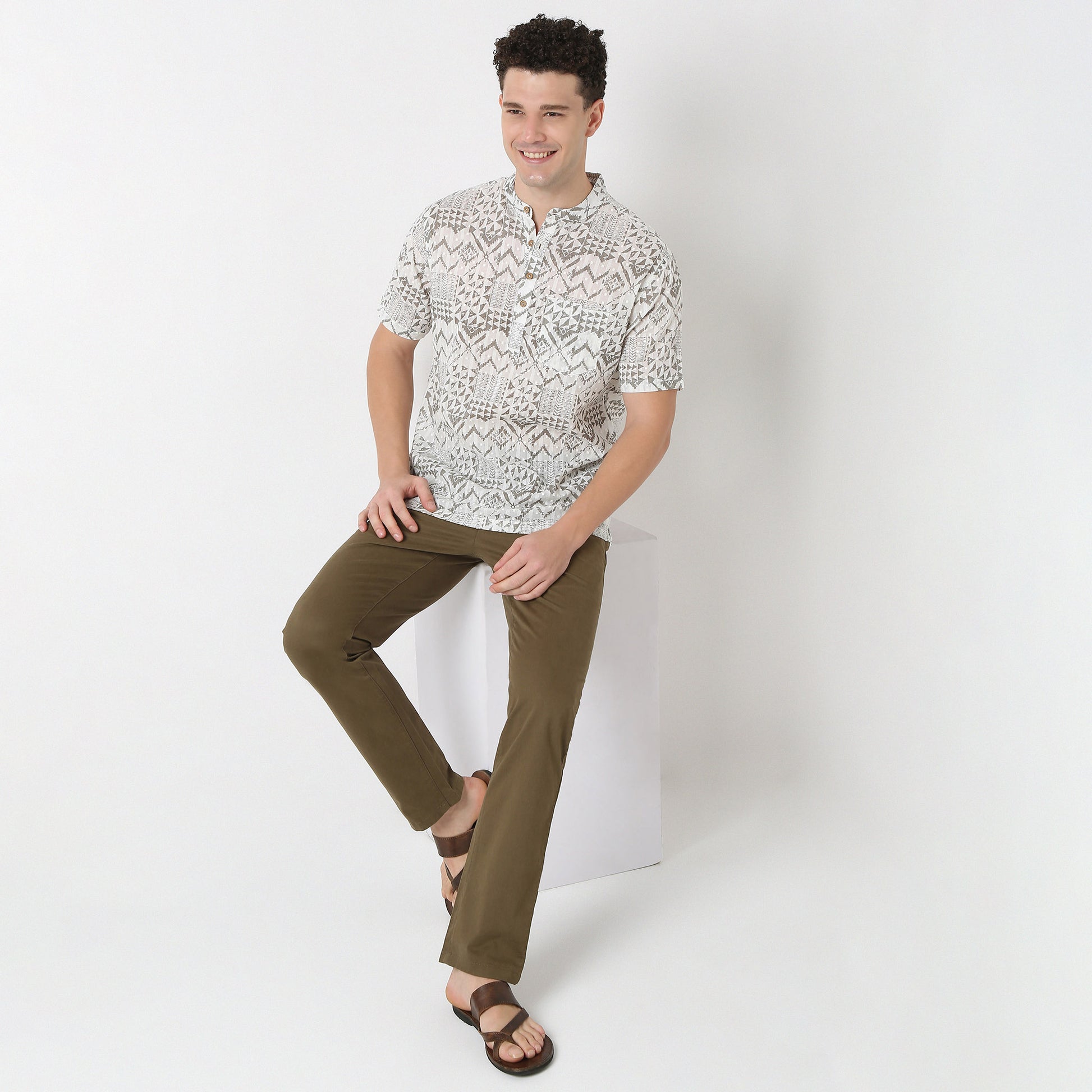 Relaxed Fit Printed Short Kurta