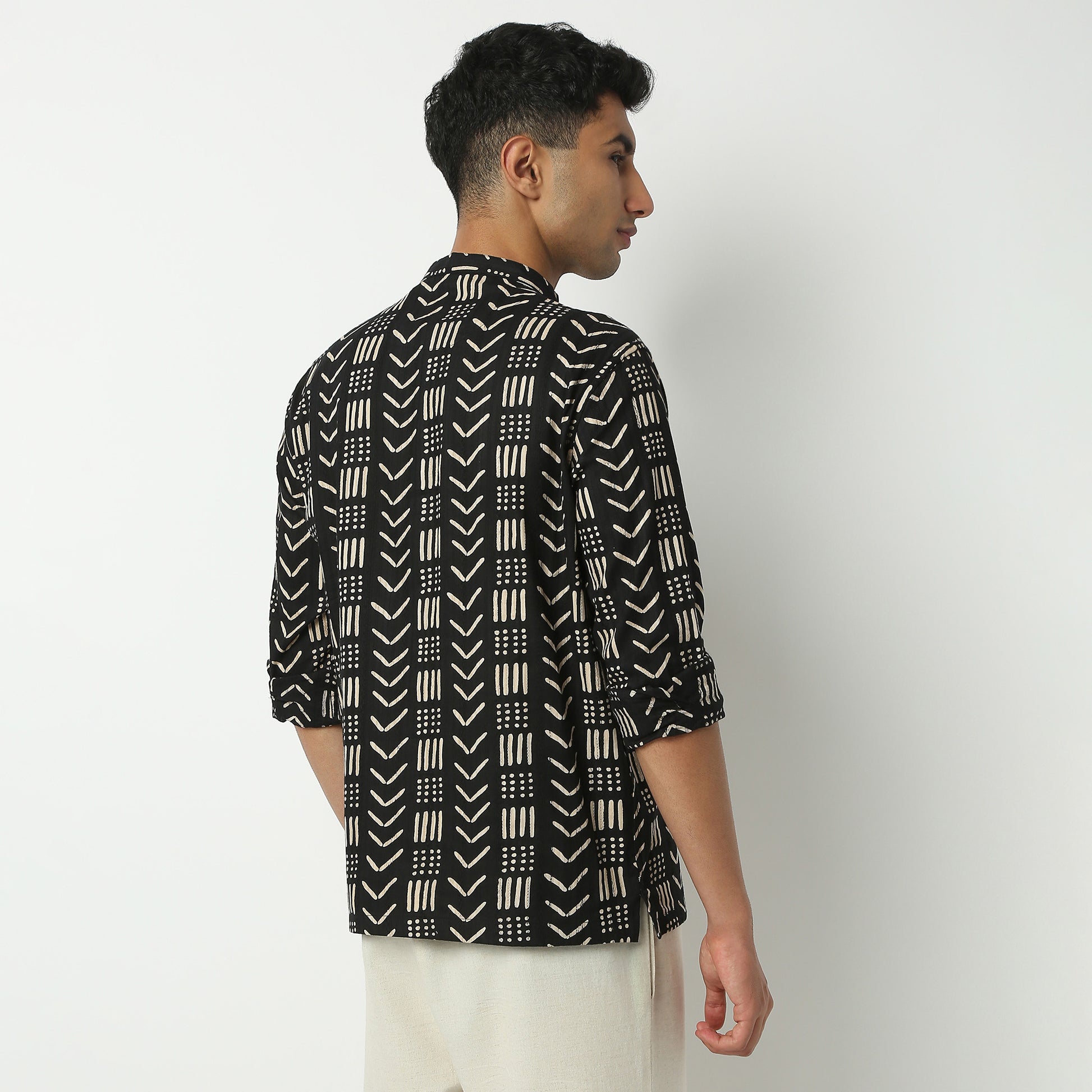 Regular Fit Printed Mandarin Collar Kurta