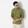 Regular Fit Jacquard Mandarin Collar Short Length Kurta