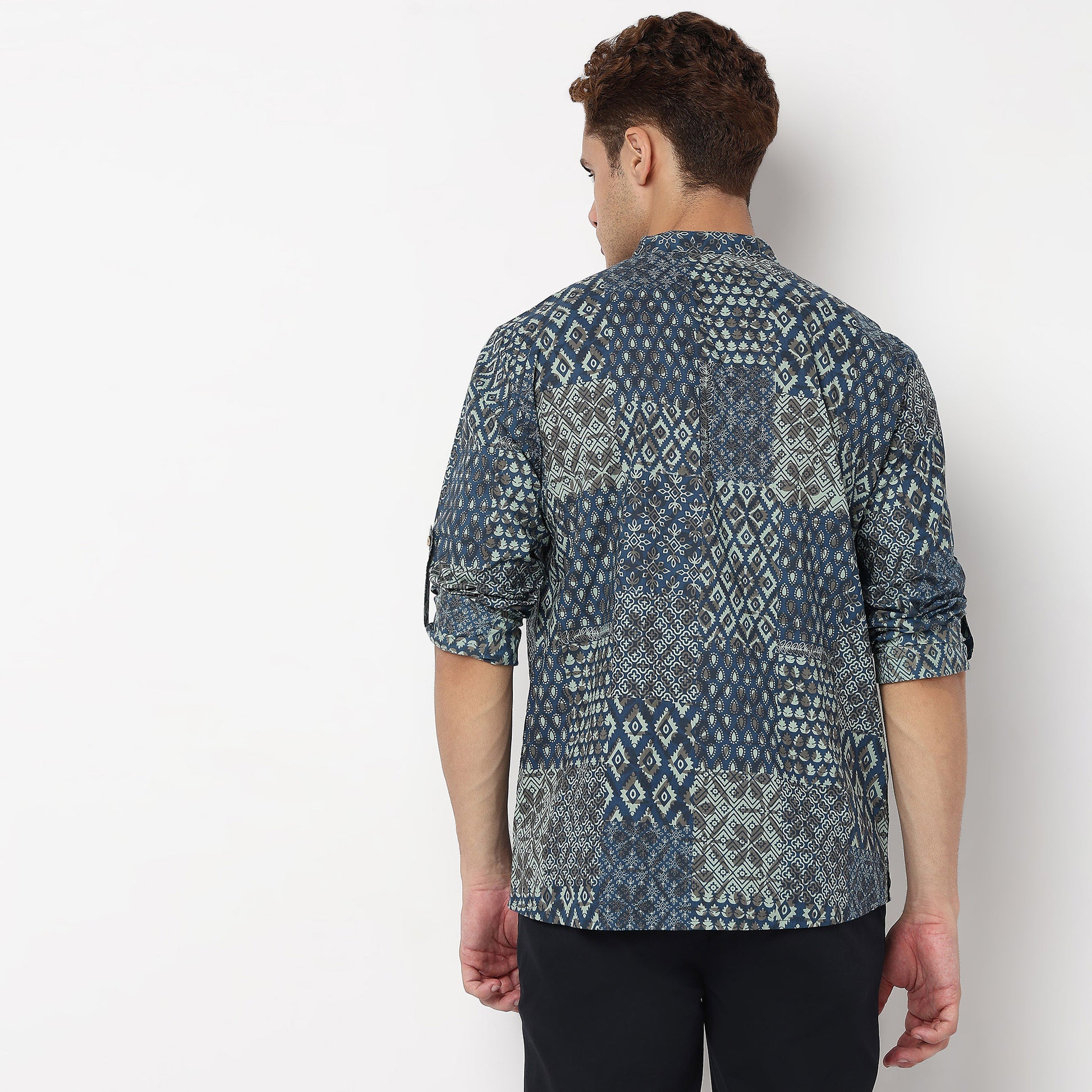 Printed Mandarin Collar Short Kurta