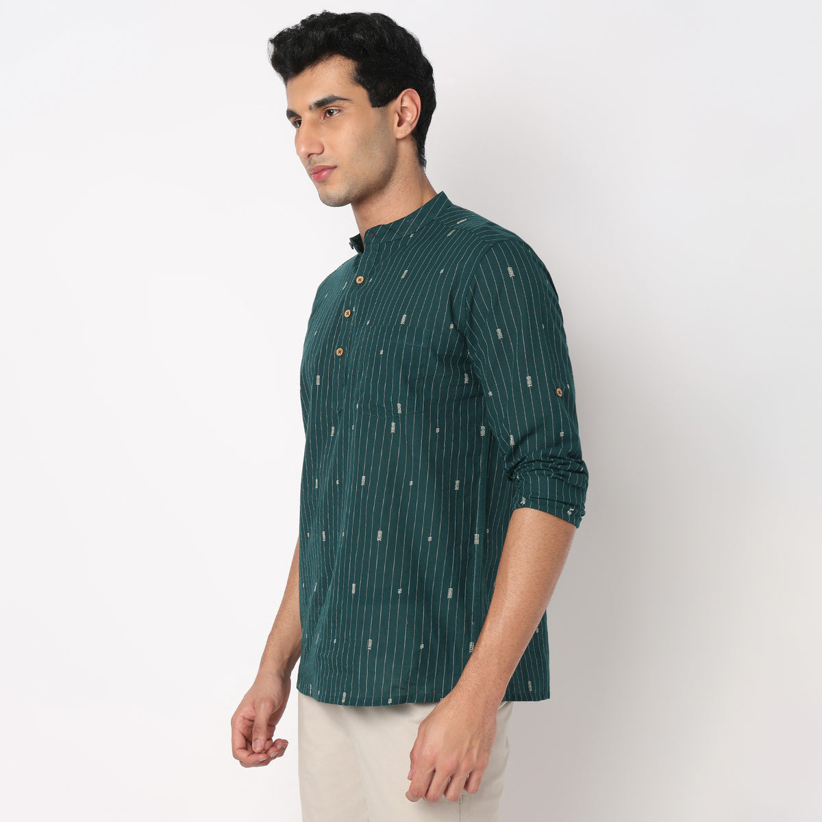 Cotton Structured Yarn Dyed Short Kurta
