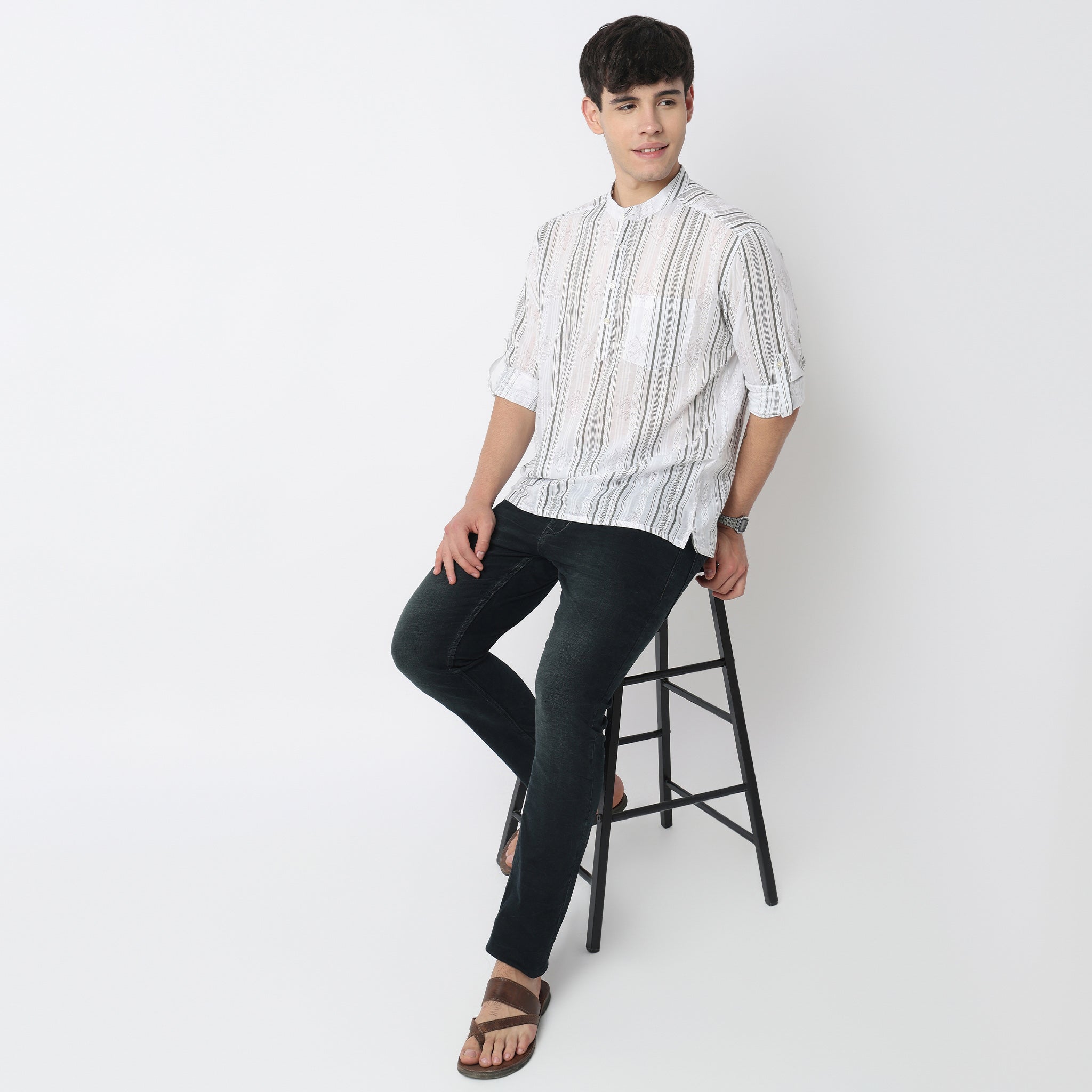 Striped Cotton Short Kurta