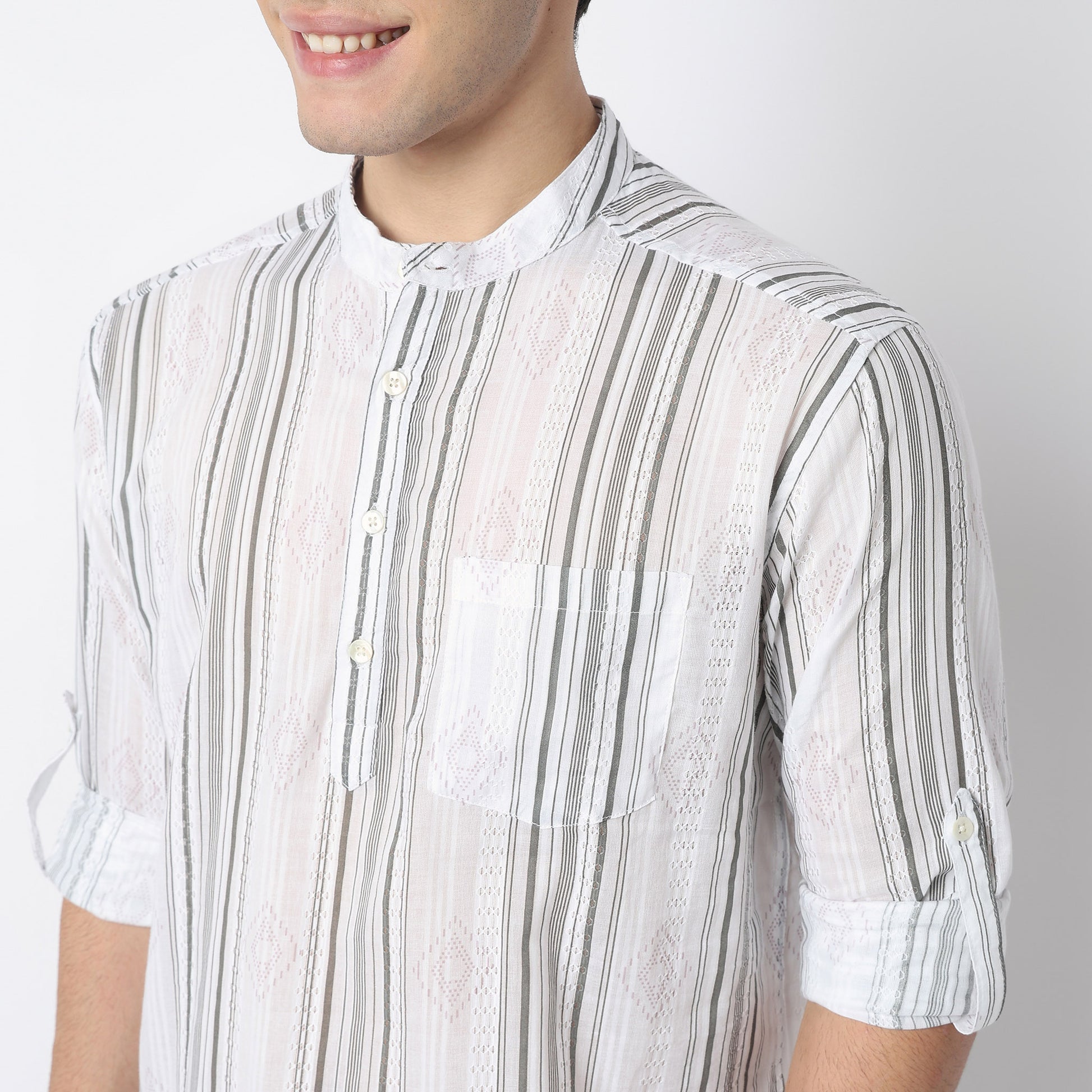 Striped Cotton Short Kurta