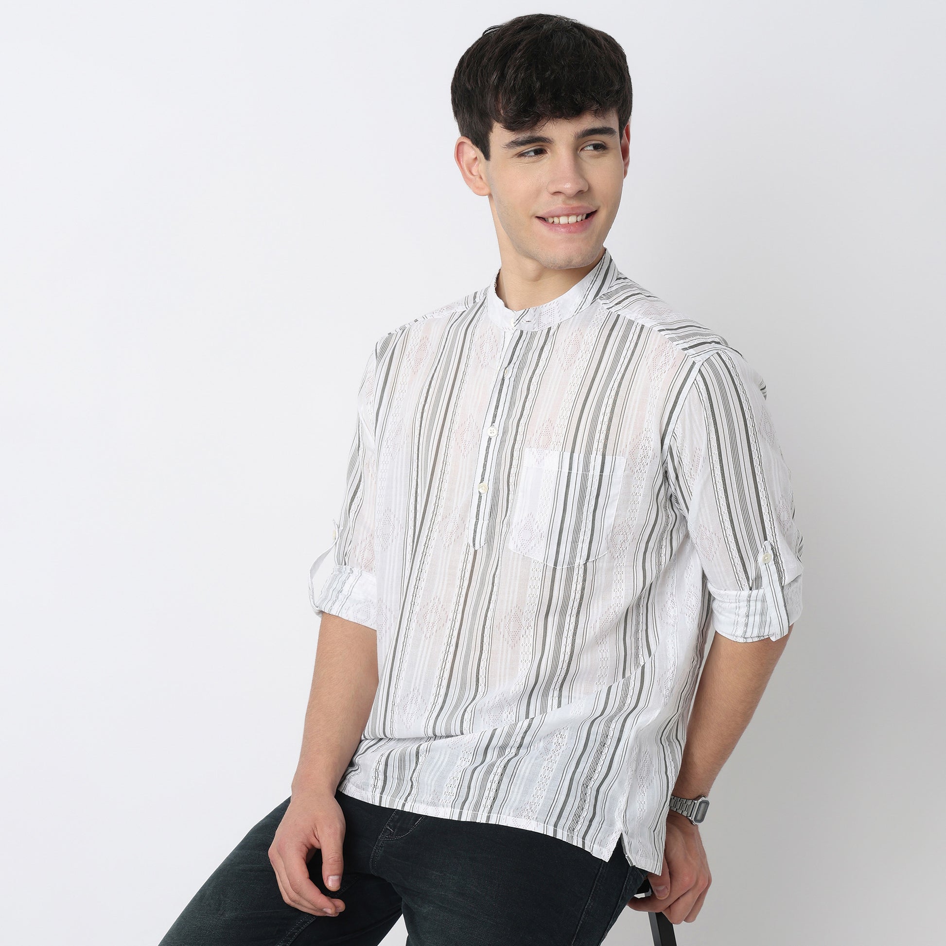 Striped Cotton Short Kurta