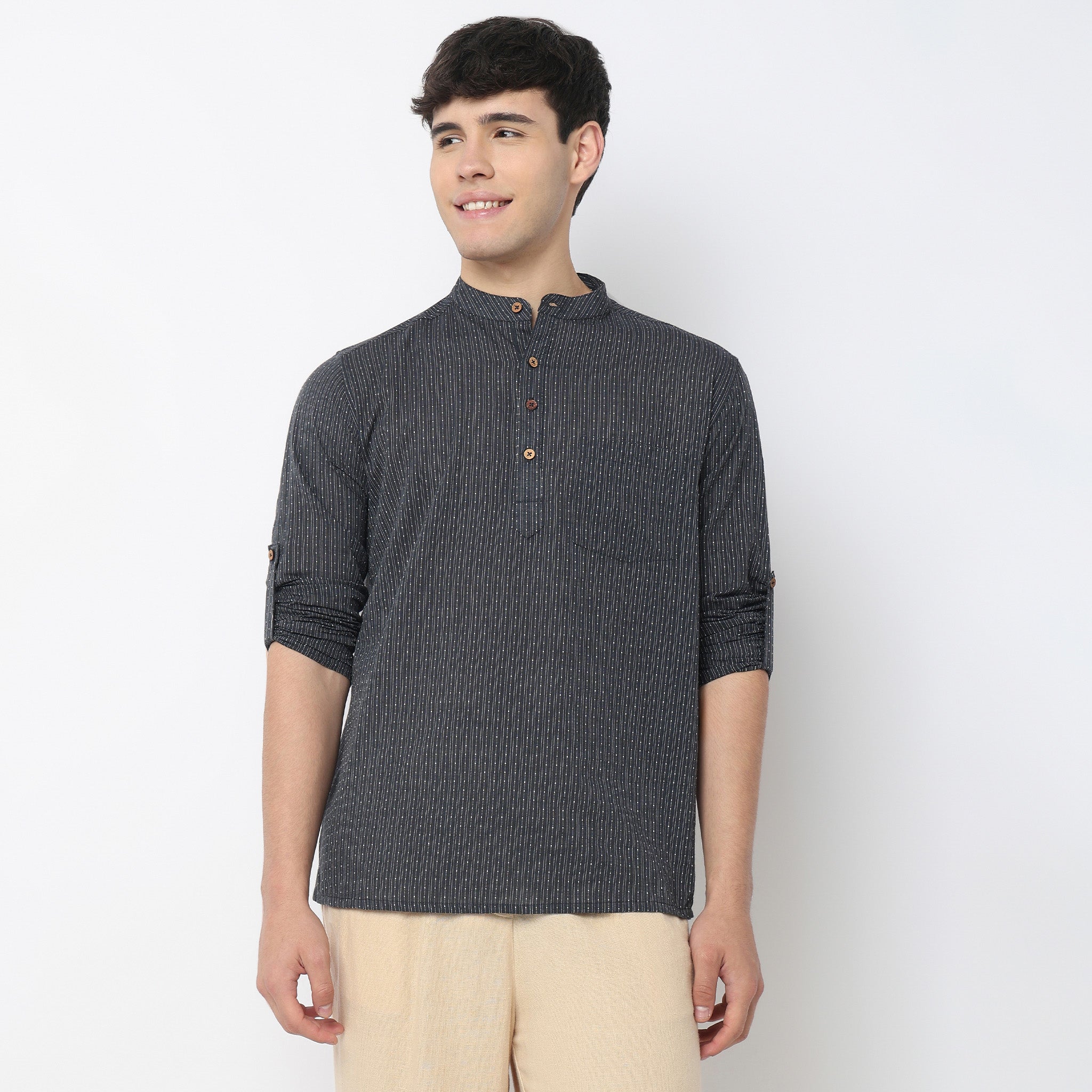 Structured Cotton Short Kurta