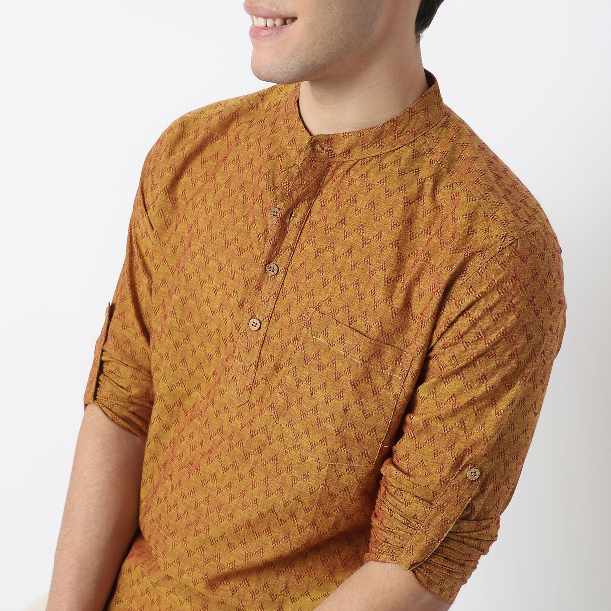 Jacquard Cotton Short Kurta