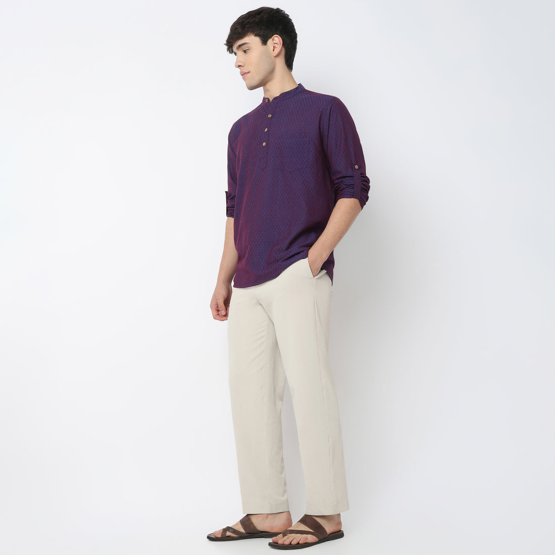 Jacquard Cotton Short Kurta