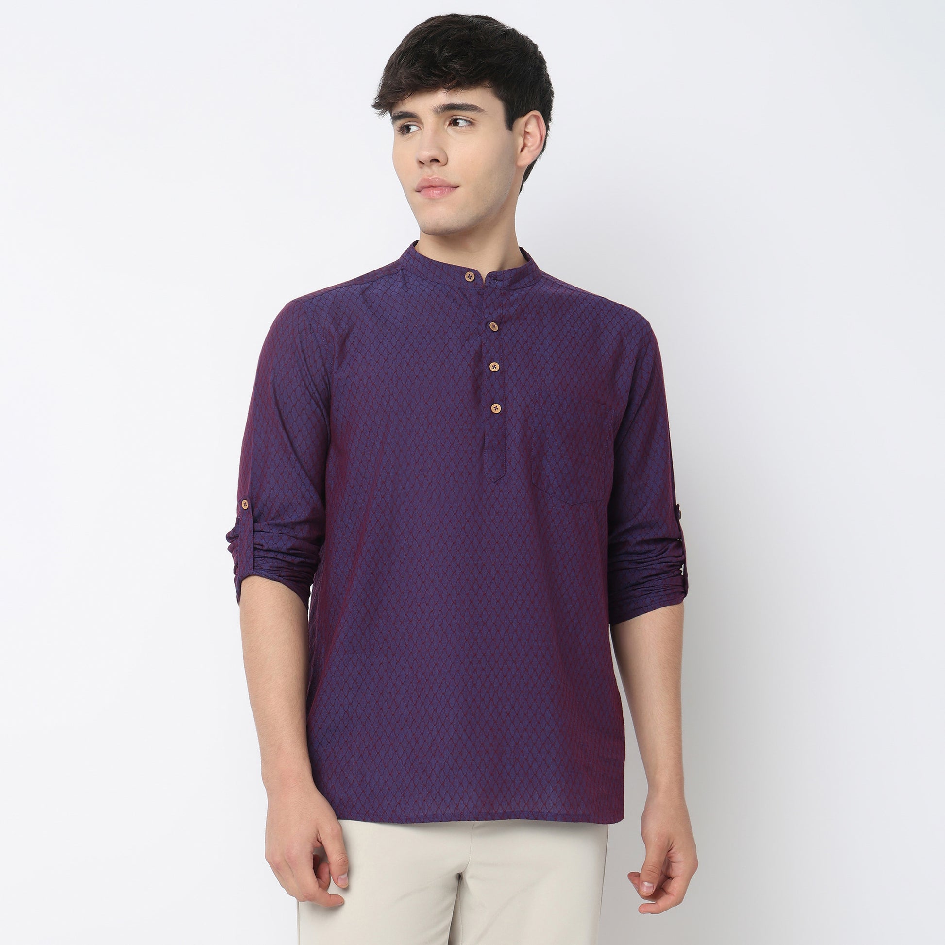 Jacquard Cotton Short Kurta