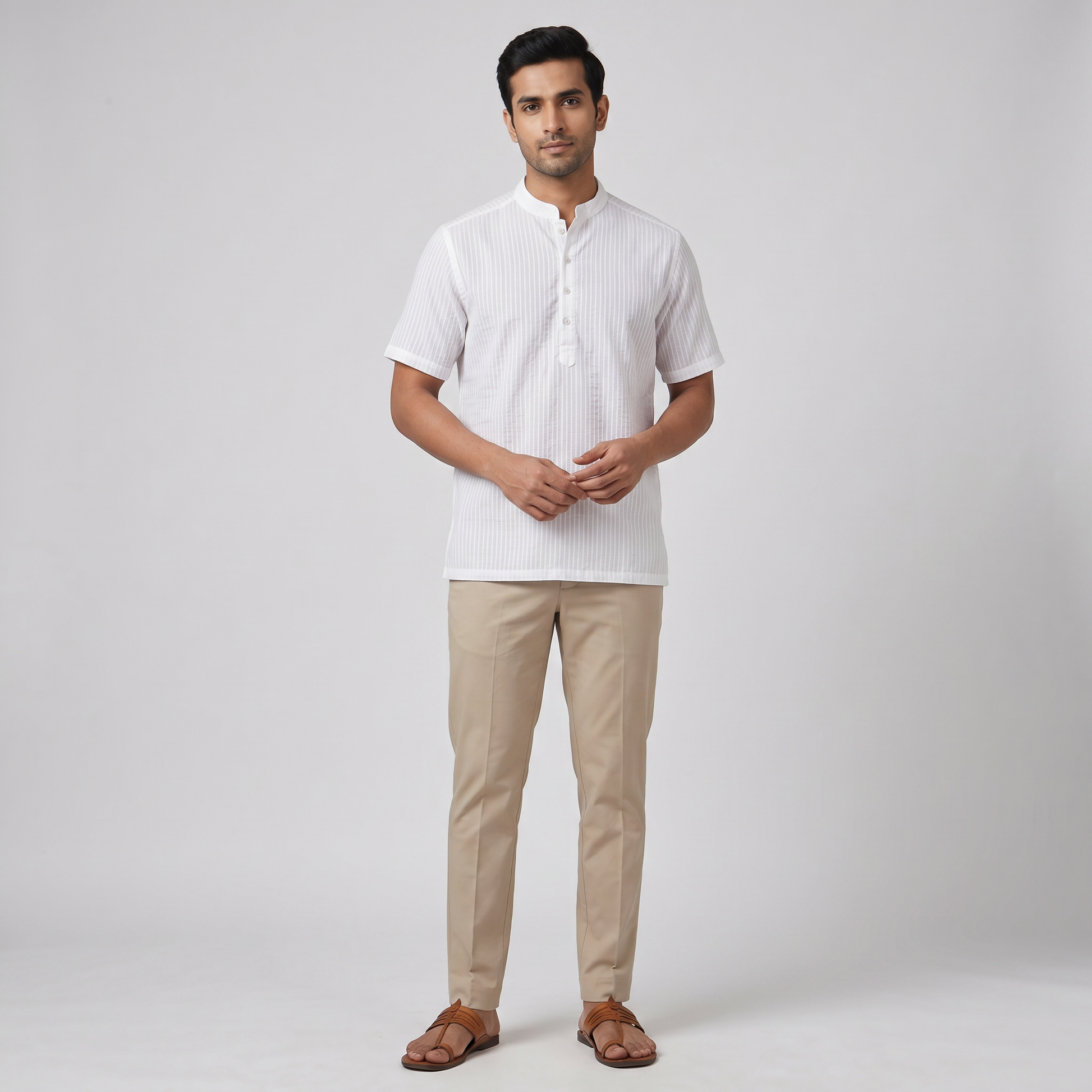 Cotton Striped Short Kurta
