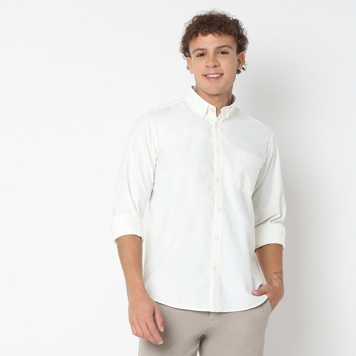 Slim Fit Solid Shirt