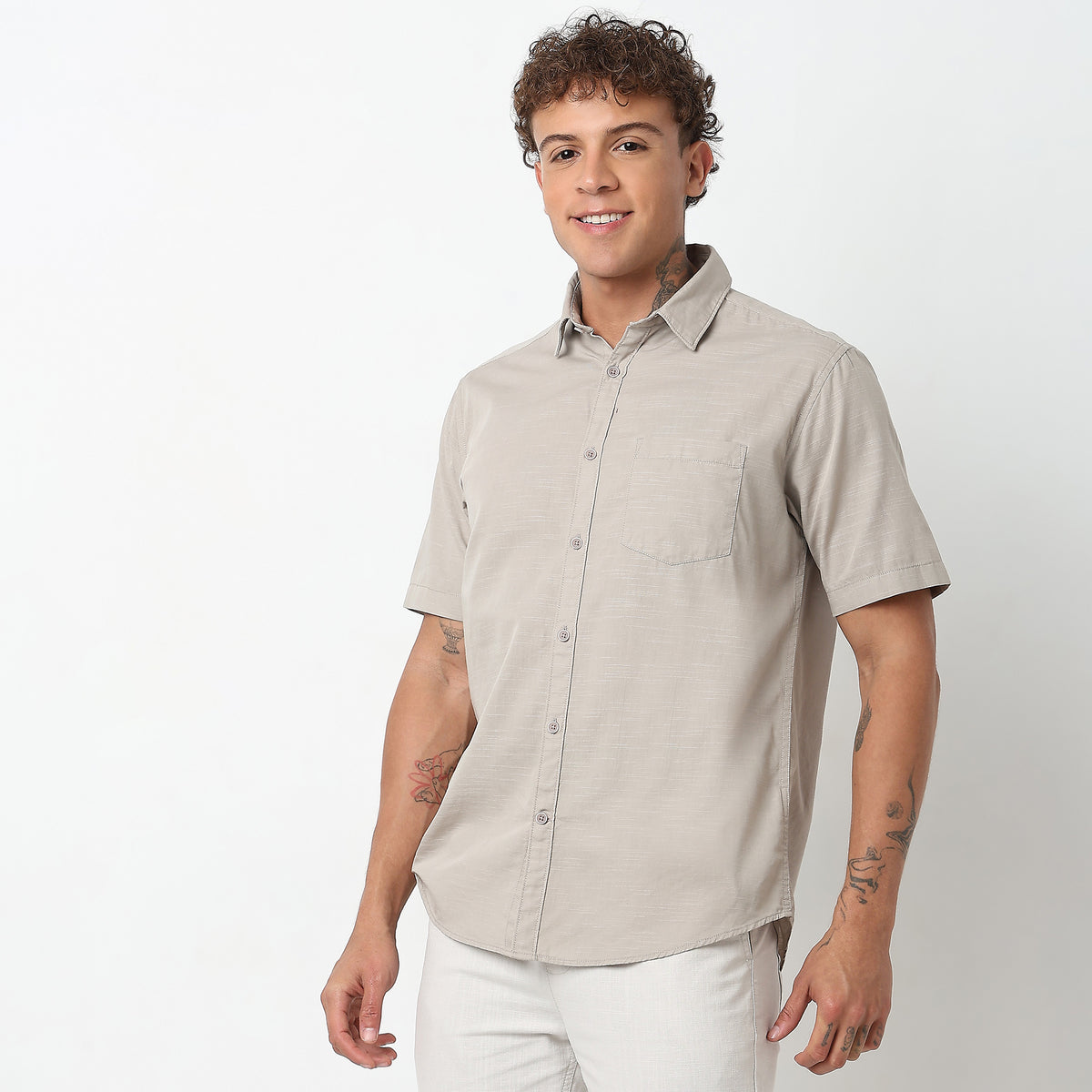 Slim Fit Solid Shirt