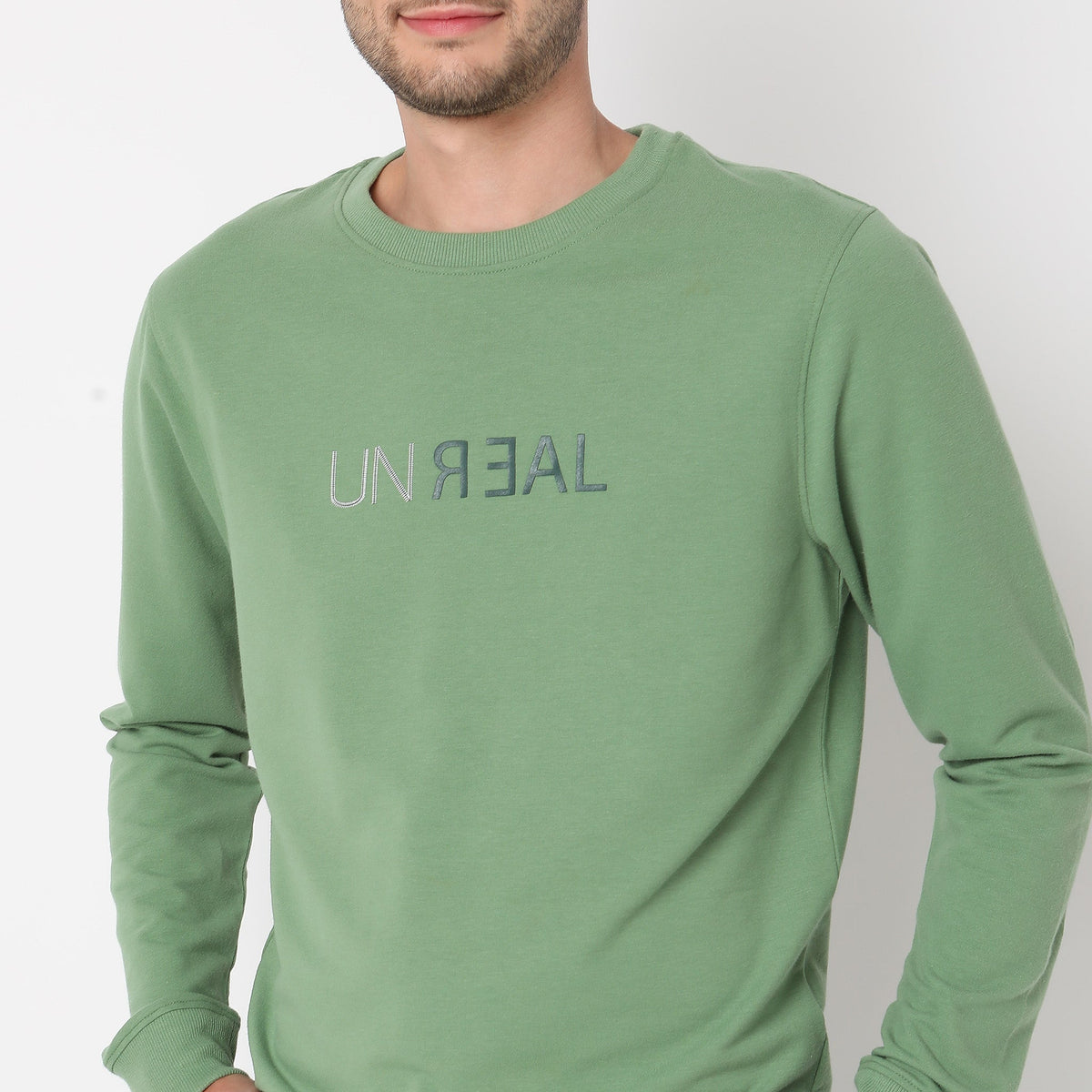 Men Wearing Regular Fit Solid Sweat Tees