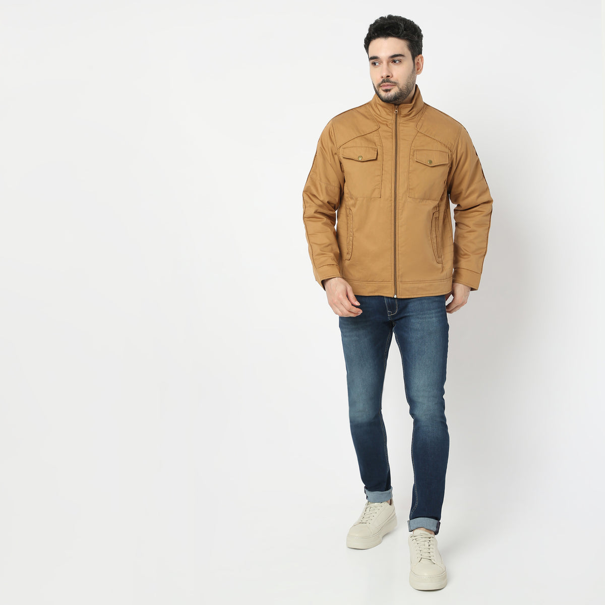 Regular Fit Solid Jacket