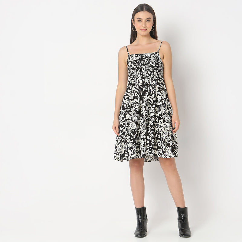 Flare Fit Printed Dress