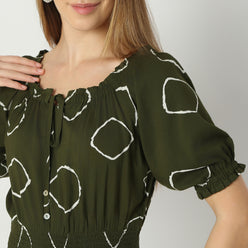 Flare Fit Printed Knee Length Dress