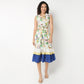 Lapel Collar Sleeveless Printed Dress
