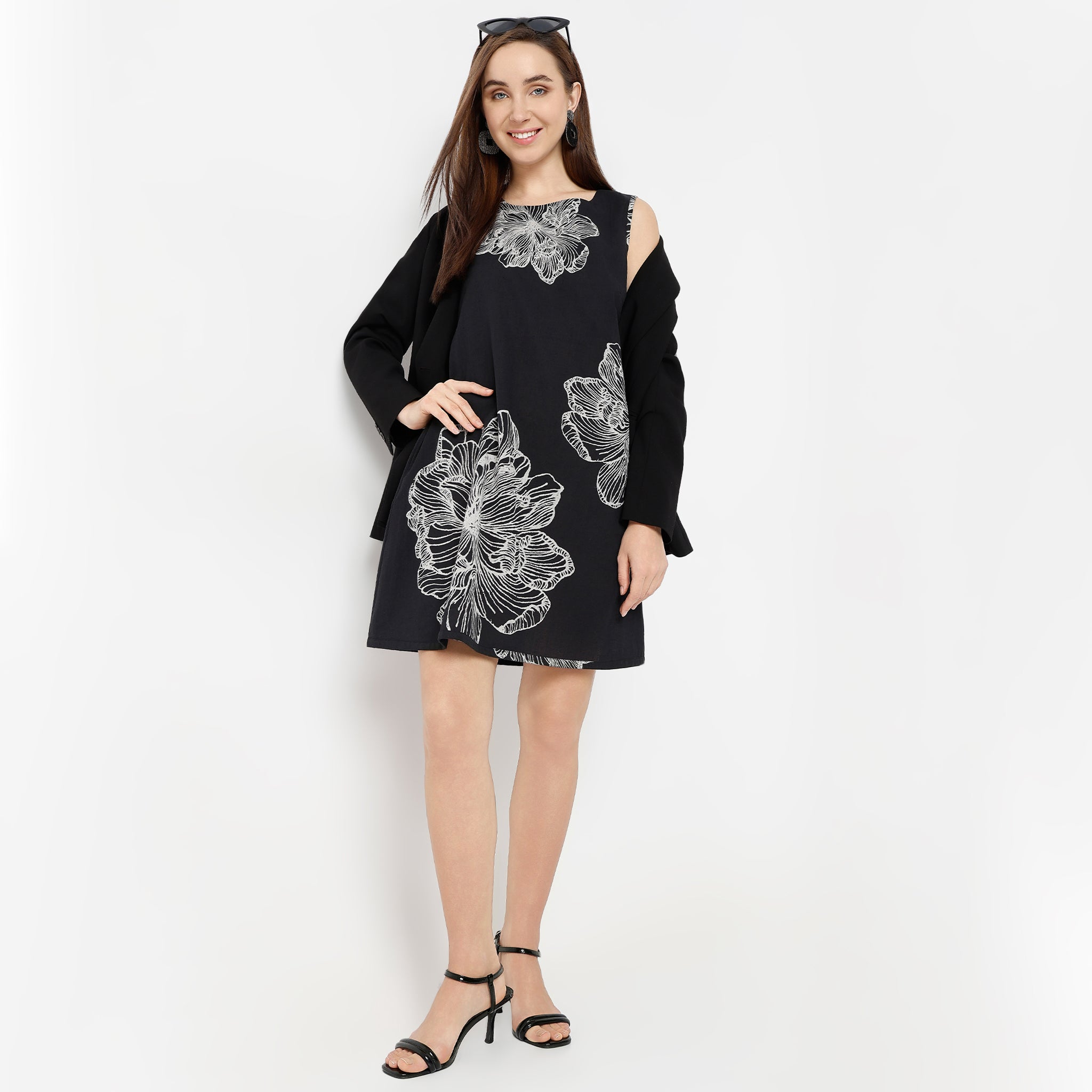 Flare Fit Floral Round Neck Dress