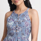 Printed Puff Sleeve Flared Dress