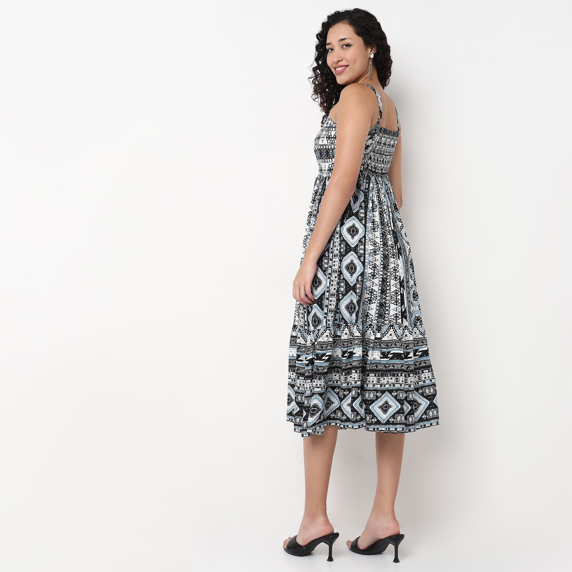 Strappy Tiered Printed Dress