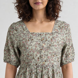 Rayon Printed Bell Sleeve Dress